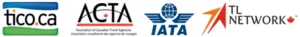 Tourcan Vacations affiliations: TICO, ACTA (Association of Canadian Travel Agencies), IATA and TL Network